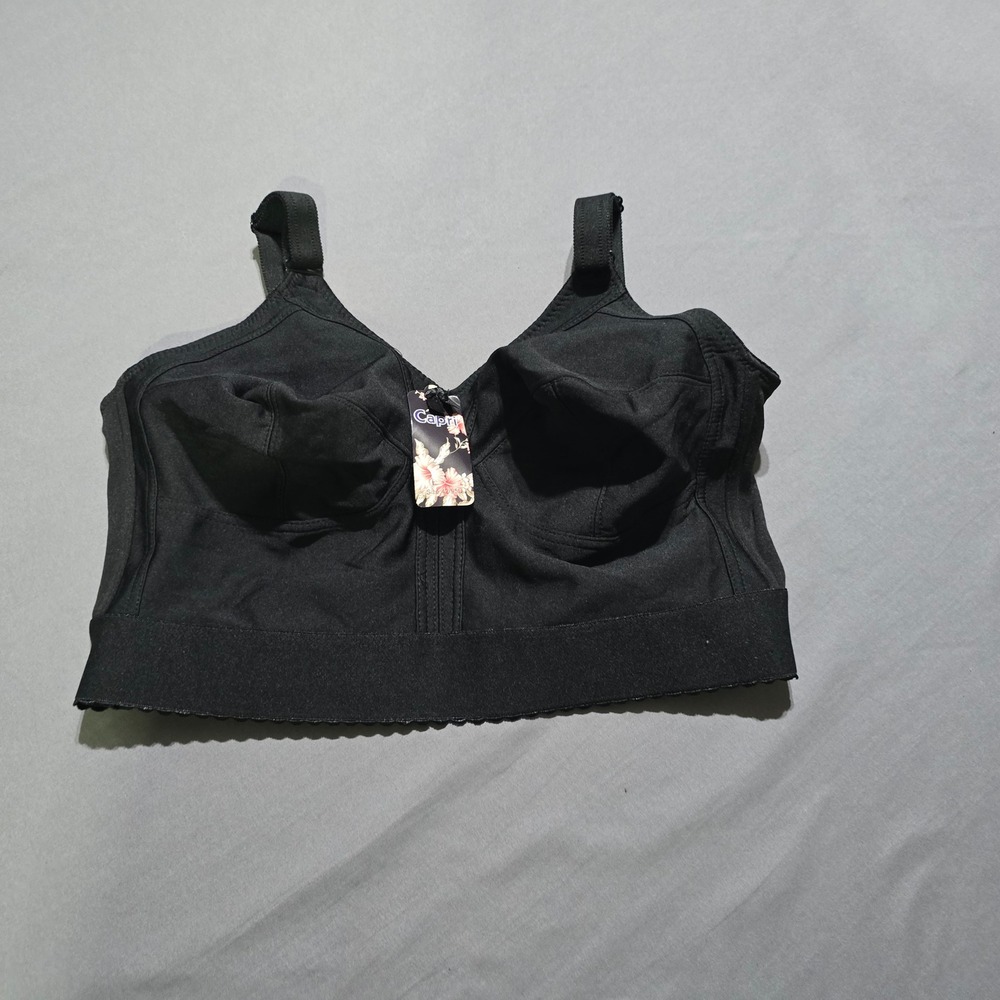 Capri Full Coverage Wireless Bra Women 42D Black Support Wide Band 172LE